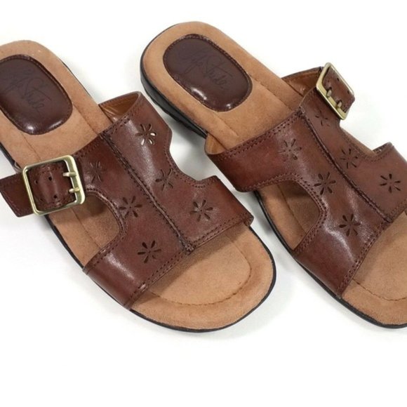 Life Stride Escape Womens Brown Vegan Leather Slip-On Open Toe Sandal Size 7.5M - Picture 3 of 8